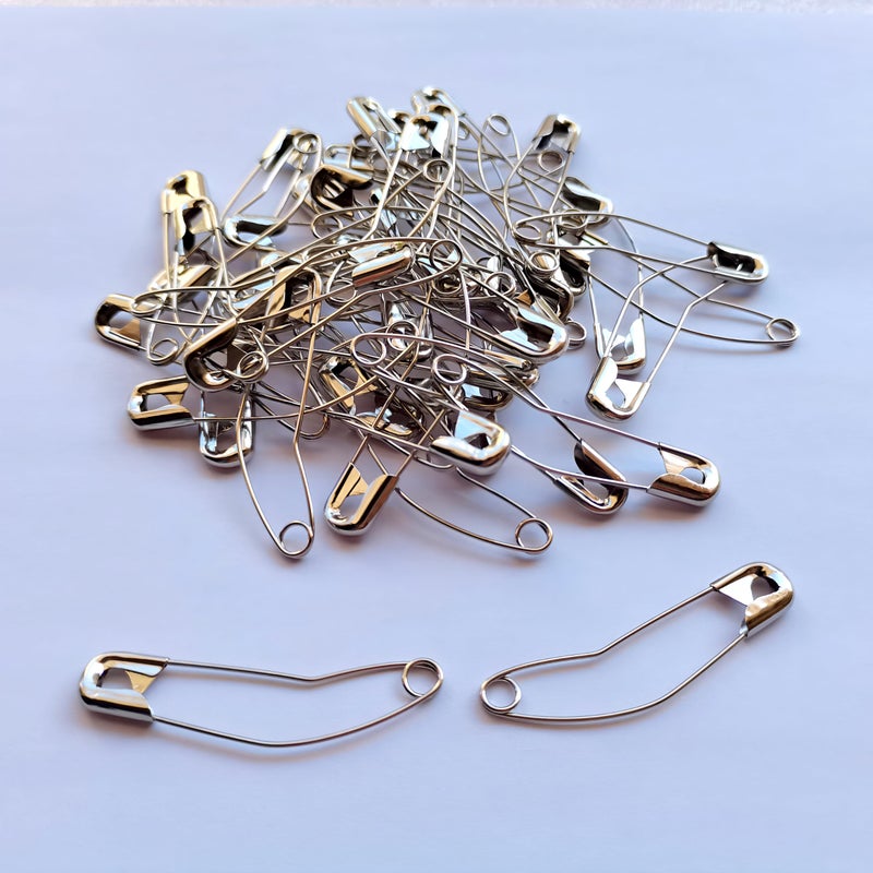 iNee Curved Safety Pins, Quilting Basting Pins, Nickel-Plated Steel, Size 3, 50 Count - Image 2